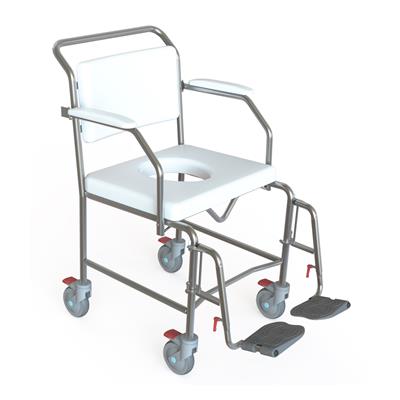 Transit Mobile Shower Commode With Swing away Footrests - 550mm