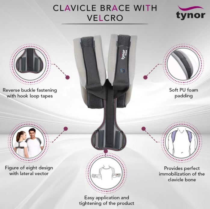 Clavicle Brace (Velcro Foam Padding) Grey
